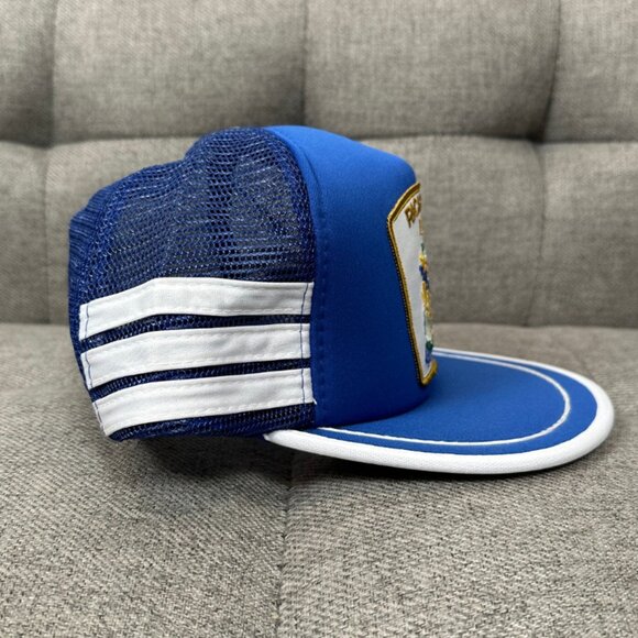 Vintage Richmond E.R.T. Patch Men's Blue/White Striped Trucker Snapback Hat - Picture 4 of 8